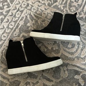 Suede wedge sneaker bootie